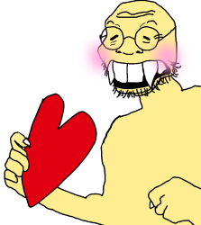 Asian wojak blushing while holding heart Meme Template