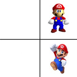 Low quality mario vs high quality mariao Meme Template