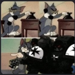 Tom and the Black Templars Meme Template