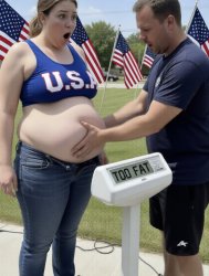 Fat blubber bellied American woman Meme Template