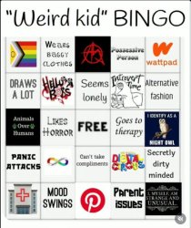 "weird kid" bingo Meme Template