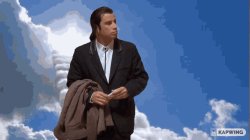 Confused John Travolta in heaven Meme Template