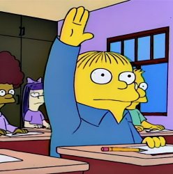 Ralph Wiggum Hand Raised Meme Template