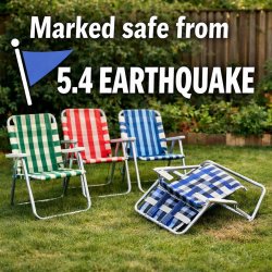 Marked safe from 5.4 earthquake heading with a background image Meme Template