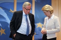 Juncker the Drunker and Von der Leyen Meme Template