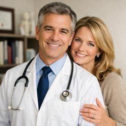 Doctor with his wife behind Meme Template