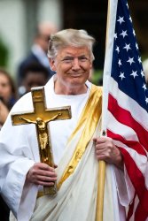 Donald Trump Jesus Christ Cross Flag MAGA Meme Template