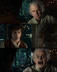 Frodo and Bilbo with scary face Meme Template