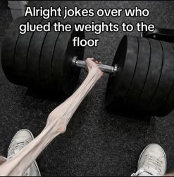 Who glued the weights to the floor Meme Template