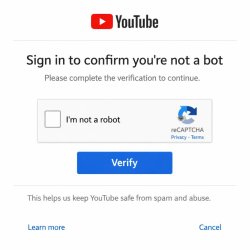YouTube: Sign in to confirm that you're not a bot Meme Template
