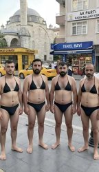 [AI] Turkish men wearing bikinis Meme Template