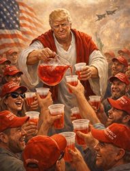 Trump Jesus AI Kool-Aid MAGA drink Meme Template