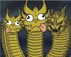Three dragons, two silly, one serious Meme Template