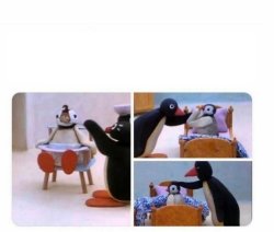 Penguin feeding mama Meme Template