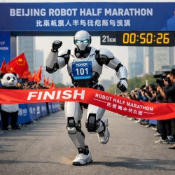 A humanoid robot that won a half-marathon race for robots in Bei Meme Template