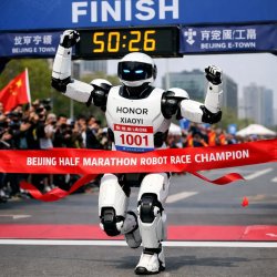 A humanoid robot that won a half-marathon race for robots in Bei Meme Template