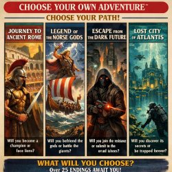 Choose Your Own Adventure, history, mythology, futurism, futuris Meme Template