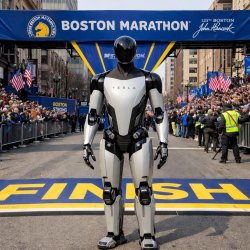 Boston Marathon Tesla’s Optimus robot is heading to the Boston M Meme Template
