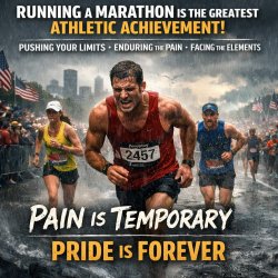 running a marathon is the greatest athletic achievement, pushing Meme Template