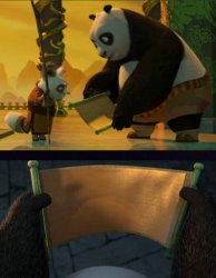 Po showing the Dragon Scroll to Shifu Meme Template