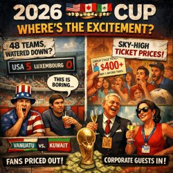 The 2026 World Cup, hosted by the USA, Canada, and Mexico, has f Meme Template