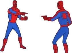 Spidermen pointing no background Meme Template