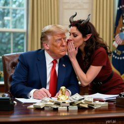 Donald Trump Satan evil bribery corruption Lucifer Devil Meme Template