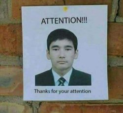 Attention, Thanks for your attention Meme Template
