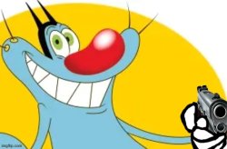 Oggy with Hand Gun Meme Template