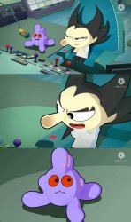 Mad Scientist Correcting Purple Octopus's Explanations Meme Meme Template