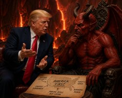 Trump talking to his master Meme Template