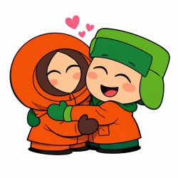 Kenny from South Park and Kyle from South Park cutely hugging ea Meme Template