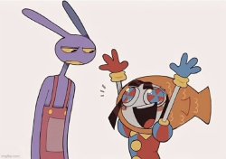 Jax Staring at Fish Hat Pomni Meme Template
