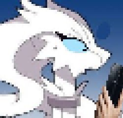 pixelated reshiram looking at phone Meme Template