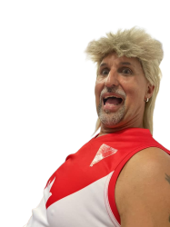 Old man in blonde mullet wig Meme Template