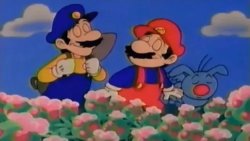 Mario and Luigi Sniff the Flowers Meme Template