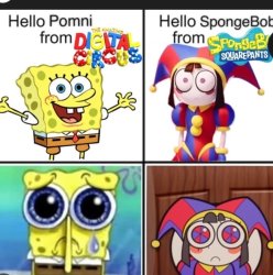 SpongeBob X pomni Meme Template