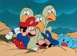 Mario and Luigi in the Birds' nest Meme Template