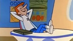 George Jetson feet on desk Meme Template