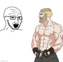 Soyjack vs Muscular Chad Meme Template