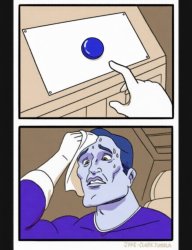 One blue button man Meme Template
