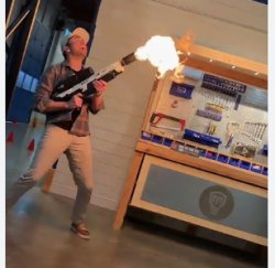 mark rober flamethrower Meme Template