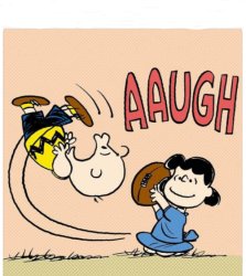 Charlie Brown w/ Lucy & a football Meme Template