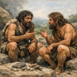 two cavemen discuss something Meme Template