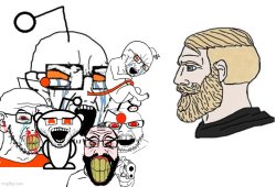 Redditors vs Aryan Chad Wojak Meme Template