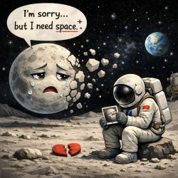 moon breaking up with astronaut because it needed space Meme Template