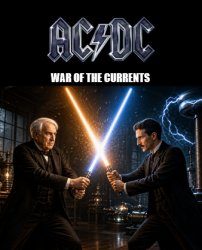 AI-generated Edison vs Tesla poster Meme Template