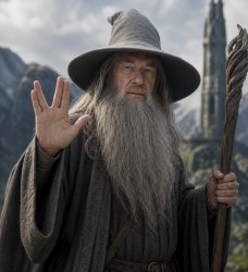 Gandalf Vulcan salute Meme Template