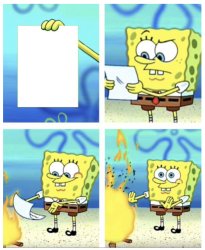 Spongebob Burning Paper Meme Template