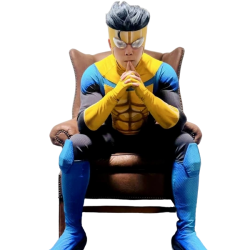 Live Action Invincible sitting on Thinking Chair Meme Template